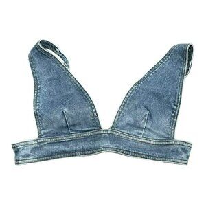 London Denim Triangle Bralette Top Medium Wash Size Medium NWT